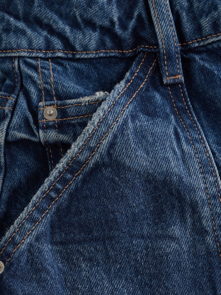 Dark Blue Adjustable Cinch Back Wide leg Hourglass 100% Cotton Jeans - Image 10 of 10