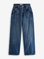 Dark Blue Adjustable Cinch Back Wide leg Hourglass 100% Cotton Jeans - Image 8 of 10
