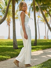 Mono largo de mezcla de lino con cinturón sin mangas de Sosandar - Imagen 5 de 5