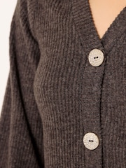 PixieGirl Petite Brown Ribbed Cardigan & Wide Leg Trousers Set - Image 6 of 7