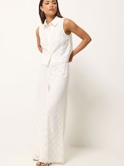 PixieGirl Petite Cream Lace Lined Shirt & Wide Leg Trousers Set - Image 1 of 7