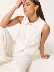 PixieGirl Petite Cream Lace Lined Shirt & Wide Leg Trousers Set - Image 3 of 7