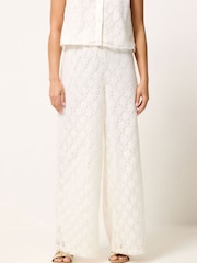 PixieGirl Petite Cream Lace Lined Shirt & Wide Leg Trousers Set - Image 6 of 7