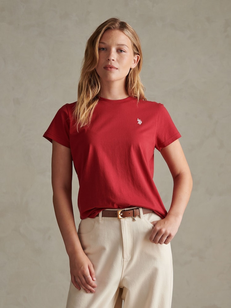 U.S. Polo Assn. Dark Red Crew Neck Double Horsemen T-Shirt - Image 1 of 6 U.S. Polo Assn. Dark Red Crew Neck Double Horsemen T-Shirt - Image 1 of 6