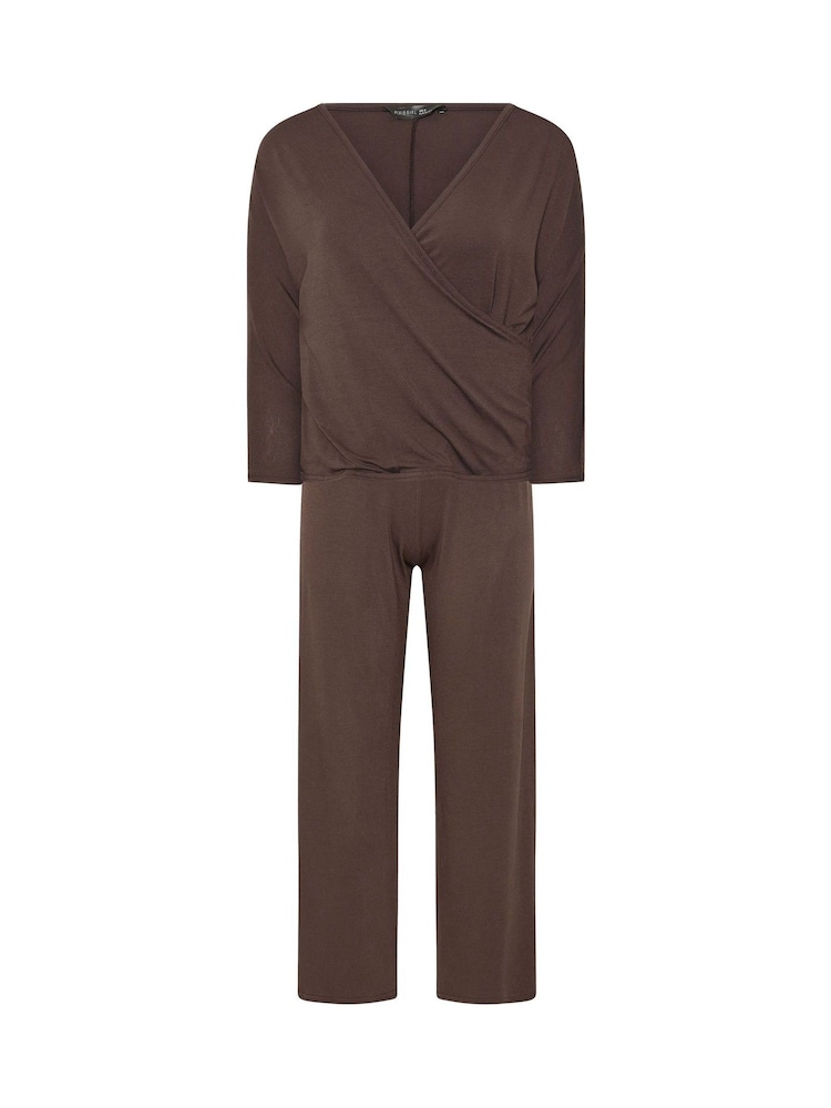 PixieGirl Petite Brown Wrap Top & Wide Leg Trousers - Image 5 of 5 PixieGirl Petite Brown Wrap Top & Wide Leg Trousers - Image 5 of 5