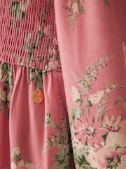 Laura Ashley Pink Shirred Midi Pink Floral Dress - Image 10 of 10