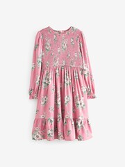 Laura Ashley Pink Shirred Midi Pink Floral Dress - Image 6 of 10