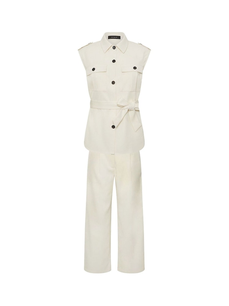 PixieGirl Petite Cream Belted Utility Shirt & Wide Leg Trousers Set - Image 5 of 5