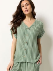 M&Co Green Dobby Striped Top and Trouser Set - Image 2 of 7