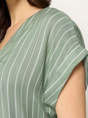 M&Co Green Dobby Striped Top and Trouser Set - Image 4 of 7