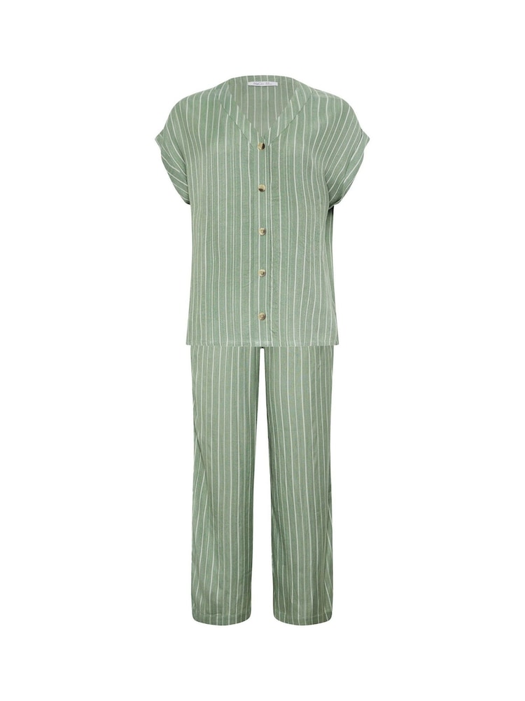 M&Co Green Dobby Striped Top and Trouser Set - Image 7 of 7