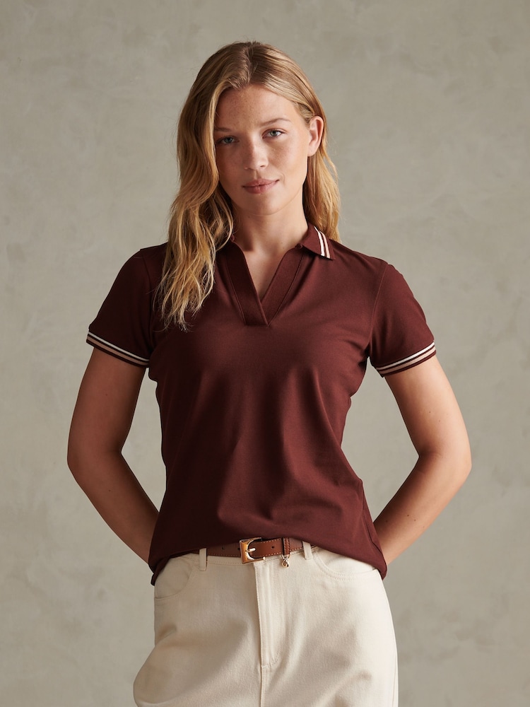 Καφετί - U.S. Polo Assn. Tipped Stretch Pique Polo Shirt - Εικόνα 1 από 8