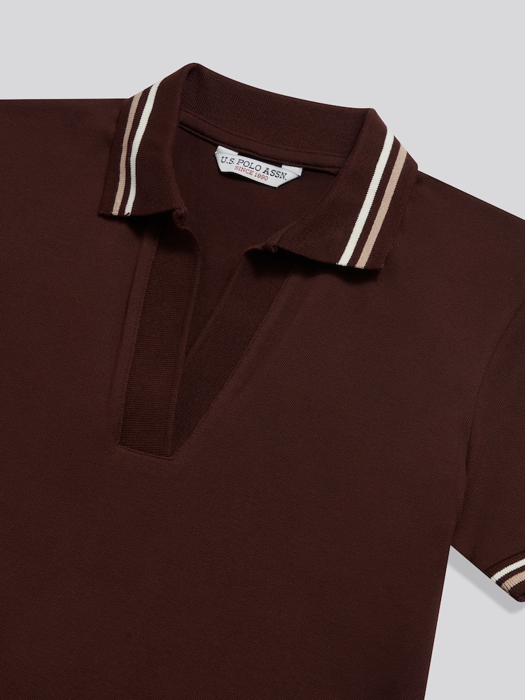 Καφετί - U.S. Polo Assn. Tipped Stretch Pique Polo Shirt - Εικόνα 8 από 8