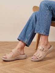Jones Bootmaker Cream Harlowe Wide Fit Leather Sandals - Image 6 of 6