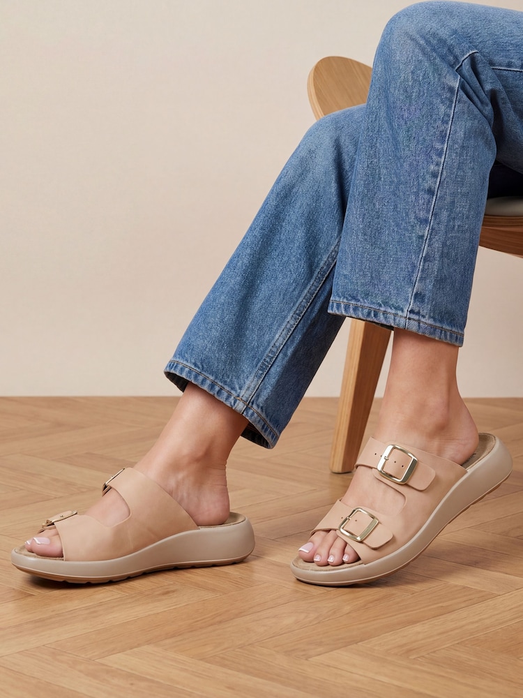 Jones Bootmaker Cream Harlowe Wide Fit Leather Sandals - Image 6 of 6