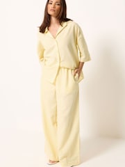 PixieGirl Petite White Linen Shirt & Wide Leg Trousers Set - Image 1 of 5