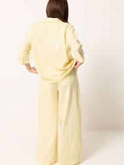 PixieGirl Petite White Linen Shirt & Wide Leg Trousers Set - Image 2 of 5