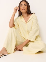 PixieGirl Petite White Linen Shirt & Wide Leg Trousers Set - Image 3 of 5