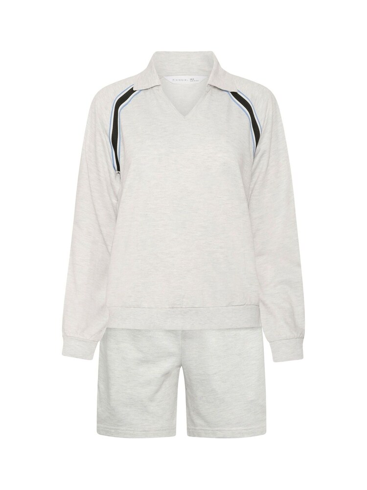 PixieGirl Petite Stripe Collar Sweat Top & Shorts Set - Image 7 sur 7