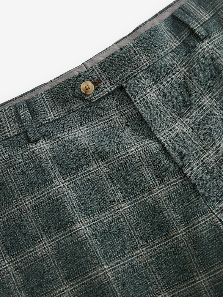 Groen - Slim Fit - Maatgesneden kostuum met ruit: pantalon - Image 7 of 9