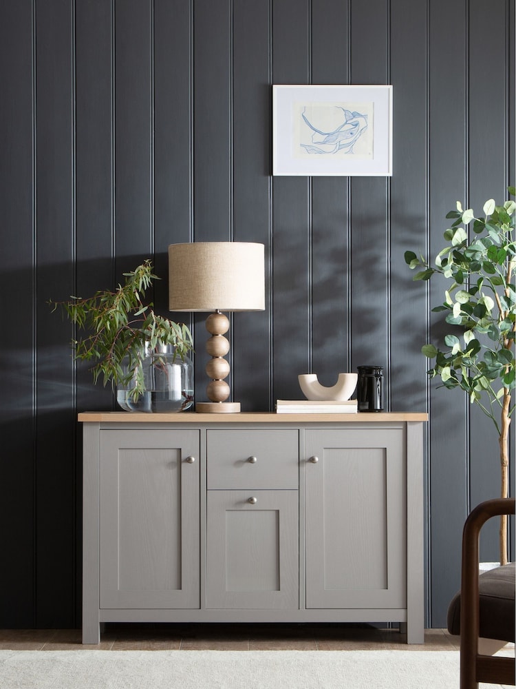 Dove Grey Malvern Oak Effect Large Slim Sideboard - Image 1 of 9