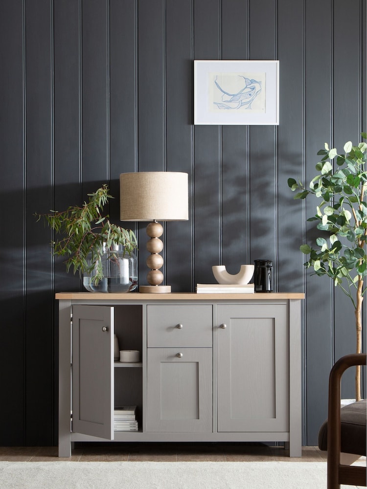Dove Grey Malvern Oak Effect Large Slim Sideboard - Image 2 of 9