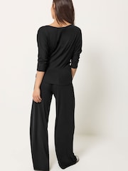 PixieGirl Petite Black Wrap Top & Wide Leg Trousers - Image 3 of 7
