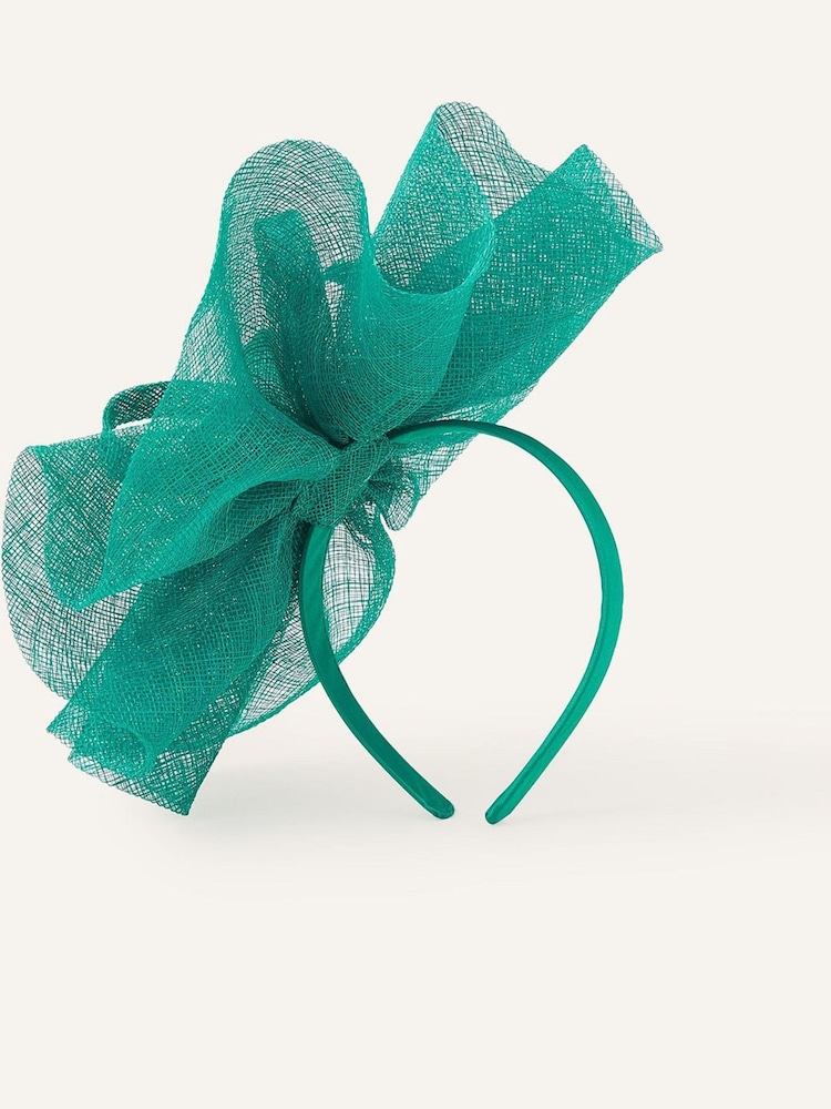 Accessorize Green Jasmine Gathered Disc Sinamay Band Fascinator Hat - Image 2 of 3