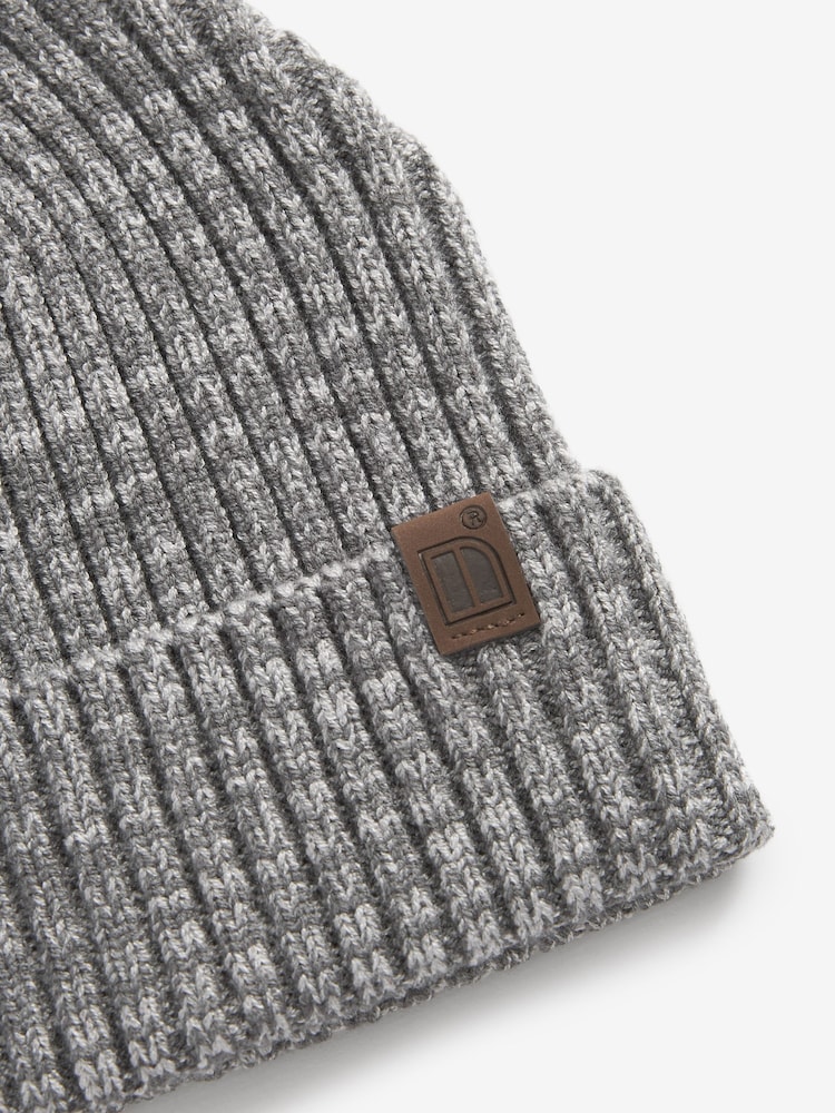 Grey Twist Knitted Rib Beanie Hat (1-16yrs) - Image 2 of 2