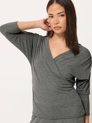 PixieGirl Petite Grey Wrap Top & Wide Leg Trousers - Image 3 of 7