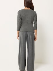 PixieGirl Petite Grey Wrap Top & Wide Leg Trousers - Image 4 of 7