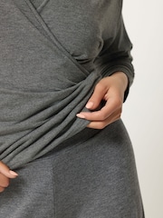 PixieGirl Petite Grey Wrap Top & Wide Leg Trousers - Image 6 of 7