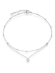 Beaverbrooks Sterling Silver Cubic Zirconia Double Strand Anklet - Image 1 of 3