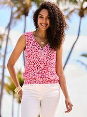 Sosandar Pink Zip Front Sleeveless Top - Image 1 of 3