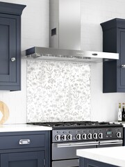 Laura Ashley White Lisette Flint Glass Kitchen Splashback 60cm x 75cm - Image 1 of 5