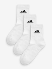 adidas White Adult Cushioned Crew Socks 3 Pack - Image 1 of 3