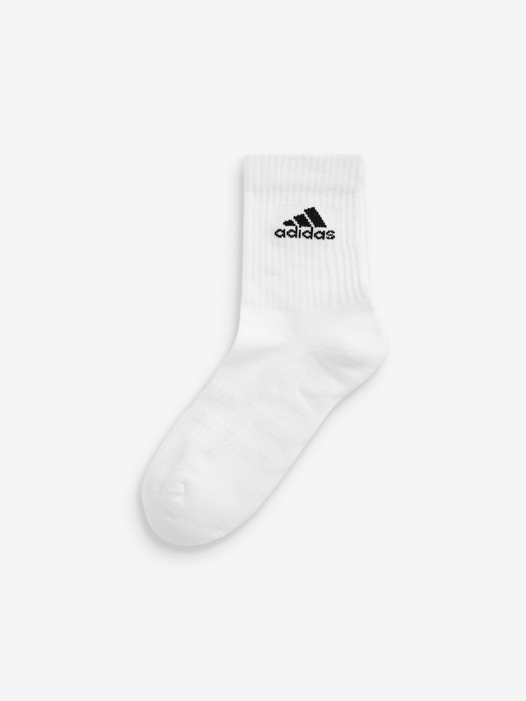 adidas White Adult Cushioned Crew Socks 3 Pack - Image 2 of 3