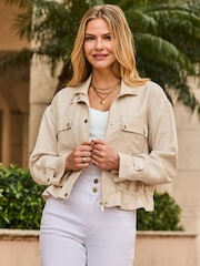 Sosandar Natural Linen Blend Jacket With Gold Buttons - Image 2 of 5