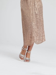 Finding Friday Silver Metallic Square Toe Strappy Mid Height Heels - Image 3 of 4