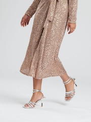 Finding Friday Silver Metallic Square Toe Strappy Mid Height Heels - Image 4 of 4