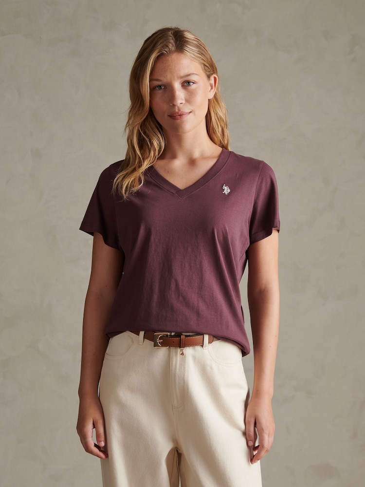 U.S. Polo Assn. Purple Regular Fit V-Neck T-Shirt - Image 1 of 6 U.S. Polo Assn. Purple Regular Fit V-Neck T-Shirt - Image 1 of 6