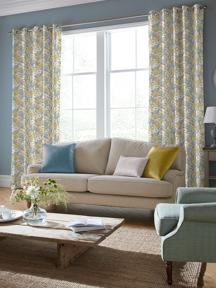 Laura Ashley Gold Tulips Made to Measure 100% Cotton Curtains - Image 2 of 6