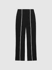 Reiss Black Marie Straight Leg Front Stripe Trousers - Image 2 of 6