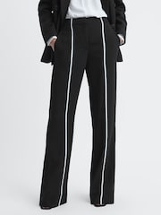 Reiss Black Marie Straight Leg Front Stripe Trousers - Image 3 of 6