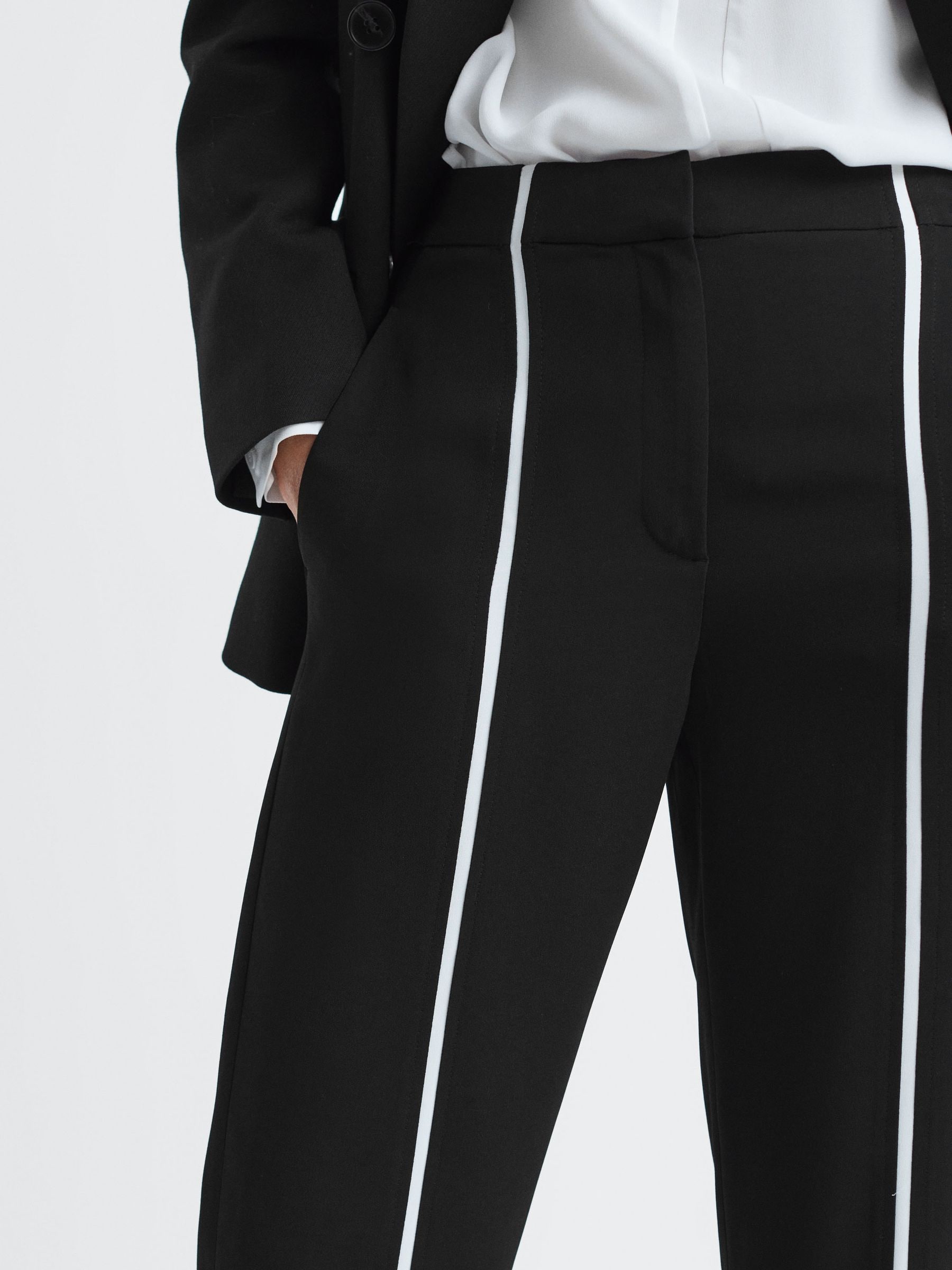 Buy Reiss Black Marie Straight Leg Front Stripe Trousers from Next Luxembourg