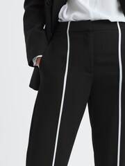 Reiss Black Marie Straight Leg Front Stripe Trousers - Image 4 of 6