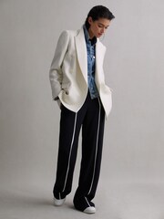 Reiss Black Marie Straight Leg Front Stripe Trousers - Image 6 of 6