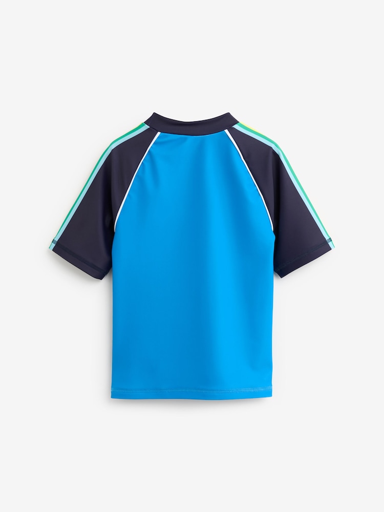 Little Bird by Jools Oliver Blue Short Sleeve Blue Swim Rash Vest - Image 2 of 4