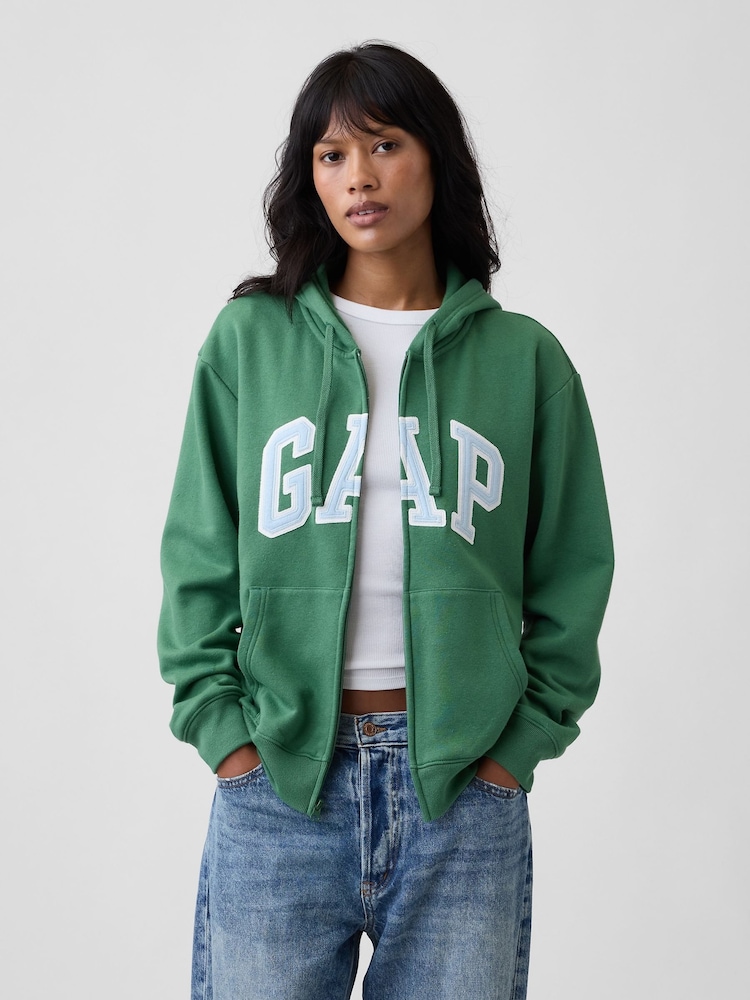 Gap Green Relaxed Logo Zip-Up Hoodie - Image 1 of 5 Gap Green Relaxed Logo Zip-Up Hoodie - Image 1 of 5