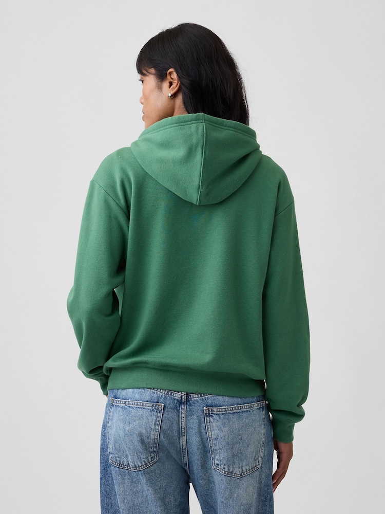 Gap Green Relaxed Logo Zip-Up Hoodie - Image 2 of 5 Gap Green Relaxed Logo Zip-Up Hoodie - Image 2 of 5